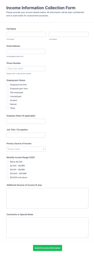 Income Information Collection Form Template