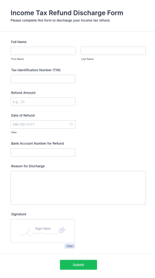 Income Tax Refund Discharge Form Template