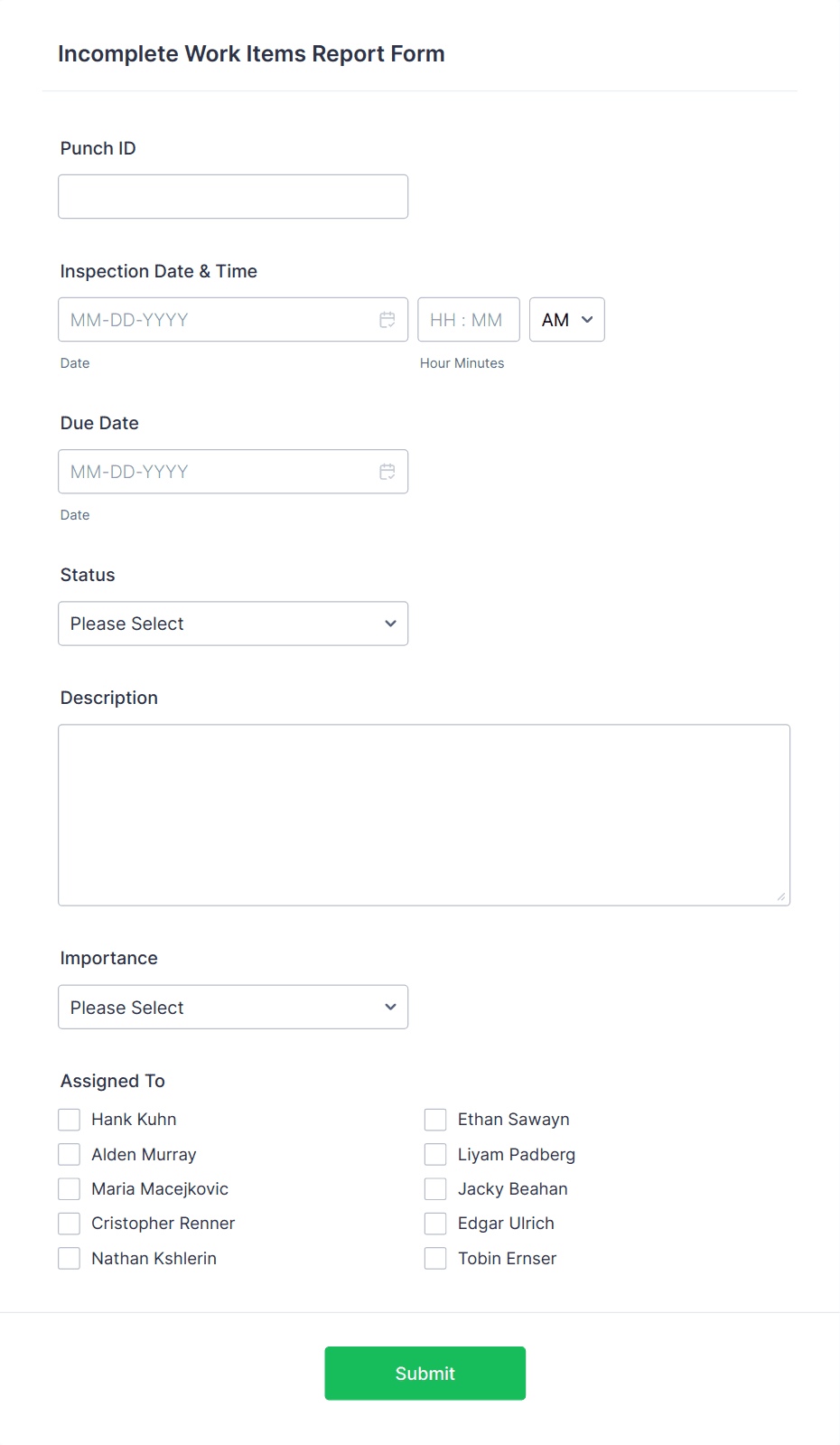 Incomplete Work Items Report Form Template | Jotform