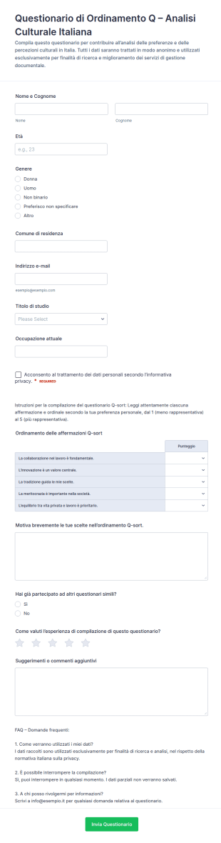 Indagine Di Ordinamento Q