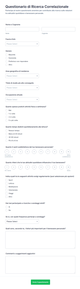 Indagine Di Ricerca Correlazionale