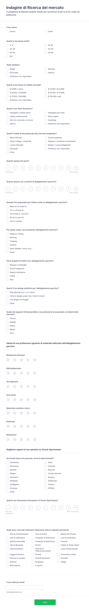 Indagine Di Ricerca Del Mercato Form Template