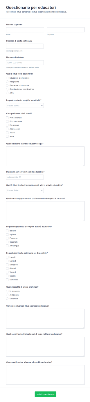 Indagine Informazioni Educatori