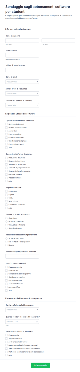 Indagine Iscrizione Software Per Studenti
