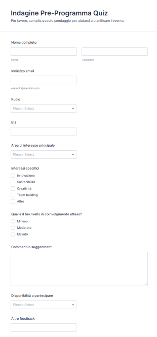 Indagine Pre Programma Quiz