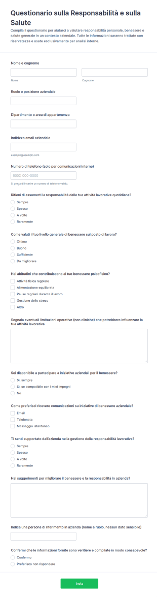 Indagine Su Responsabilità E Benessere Sul Lavoro