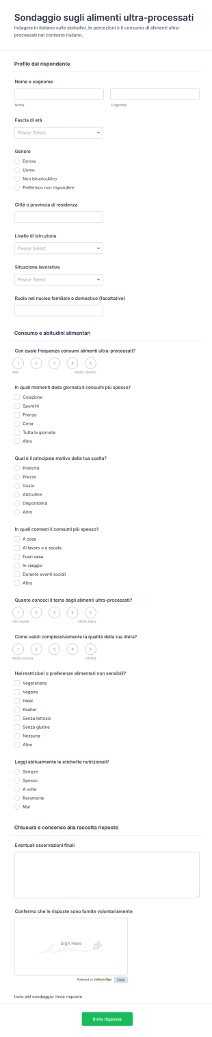 Indagine Sugli Alimenti Ultra Processati