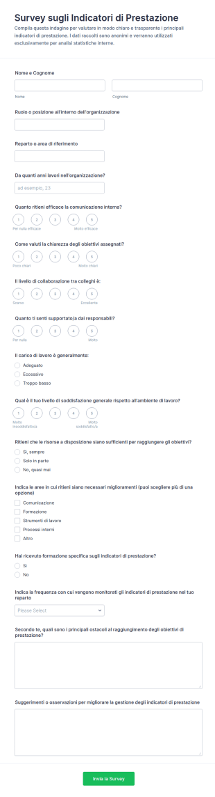 Indagine Sugli Indicatori Di Performance