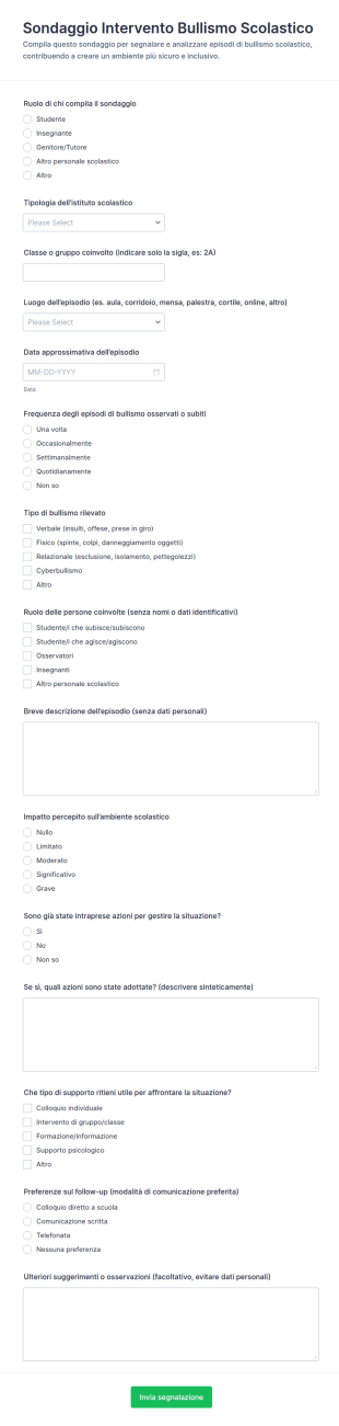 Indagine Sul Bullismo A Scuola Survey