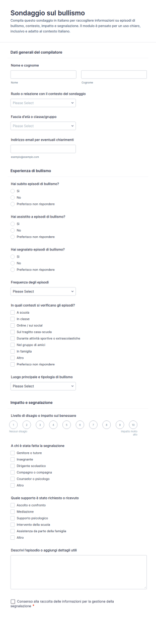 Indagine Sul Bullismo Survey