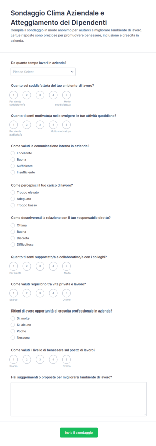 Indagine Sul Clima E L’atteggiamento Dei Dipendenti Survey