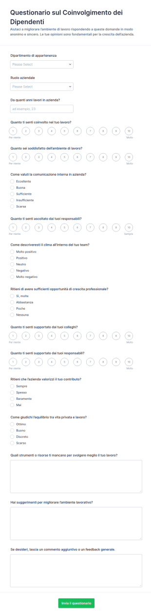 Indagine Sul Coinvolgimento Dei Dipendenti Survey
