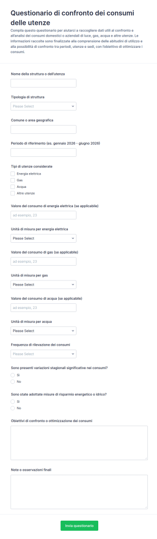 Indagine Sul Confronto Dei Consumi Energetici