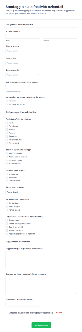 Indagine Sul Contributo Alle Festività Aziendali