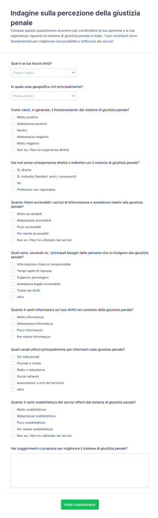 Indagine Sulla Giustizia Penale Sondaggio