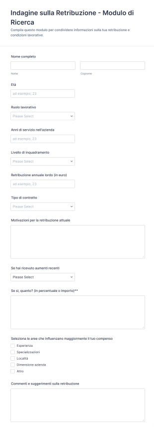 Indagine Sulla Retribuzione Modulo Di Ricerca