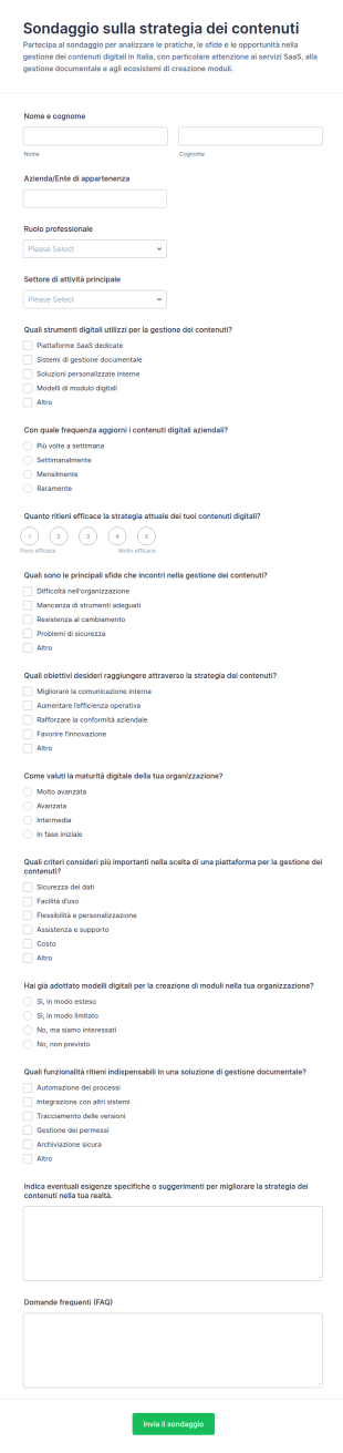 Indagine Sulla Strategia Dei Contenuti
