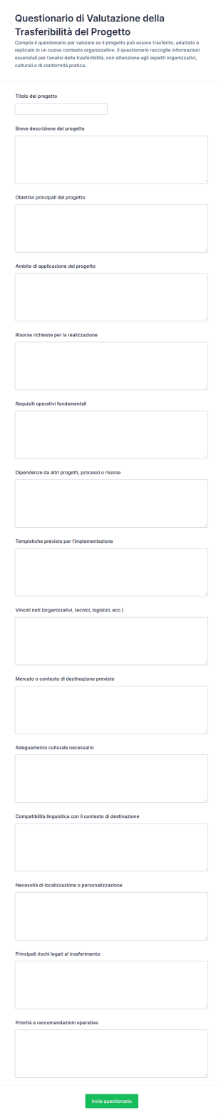 Indagine Sulla Trasferibilità Del Progetto