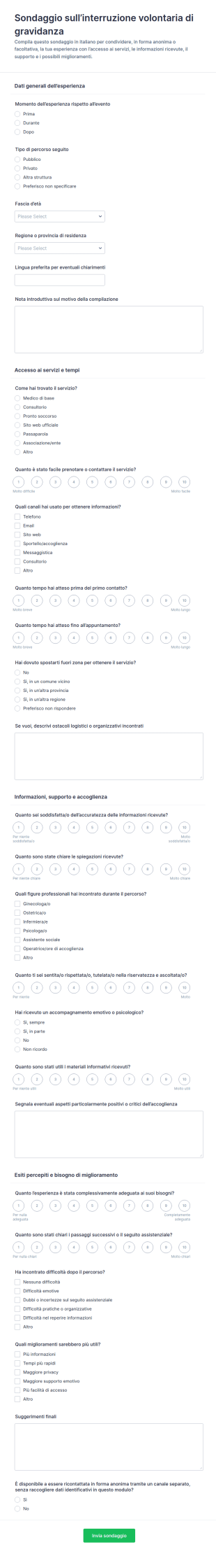 Indagine Sull'aborto Form