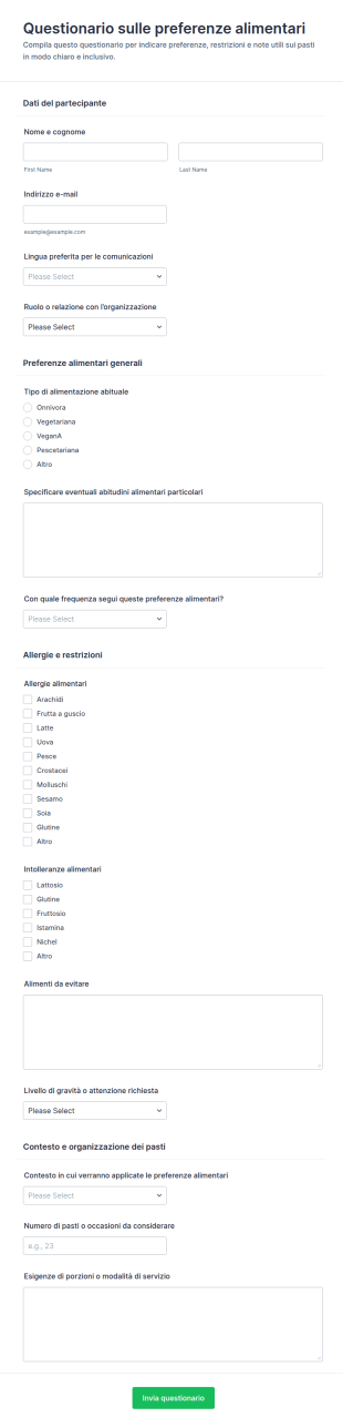Indagine Sulle Preferenze Alimentari