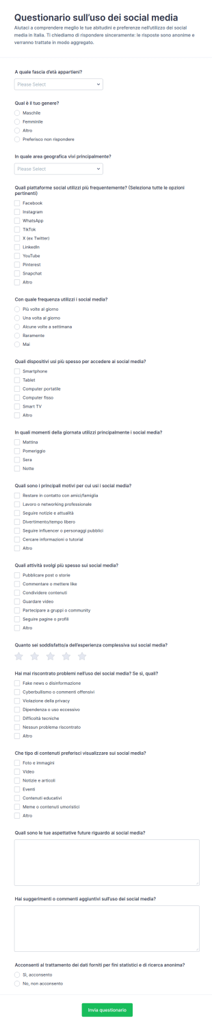 Indagine Sull’uso Dei Social Media