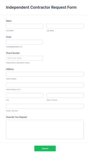 Independent Contractor Request Form Template