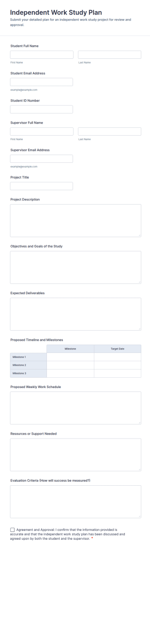 Independent Work Study Plan Form Template