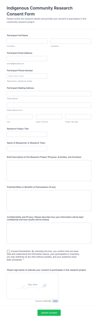 Indigenous Community Research Consent Form Template
