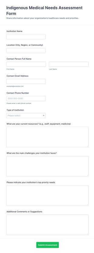 Indigenous Medical Needs Assessment Form Template