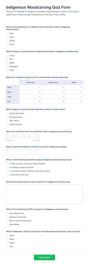 Indigenous Woodcarving Quiz Form Template