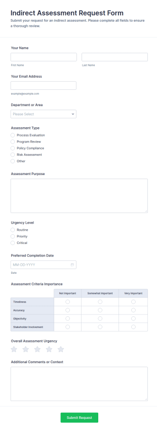 Indirect Assessment Request Form Template
