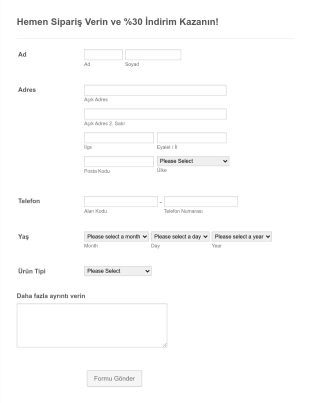 İndirim Teklifli Sipariş Form Şablonu