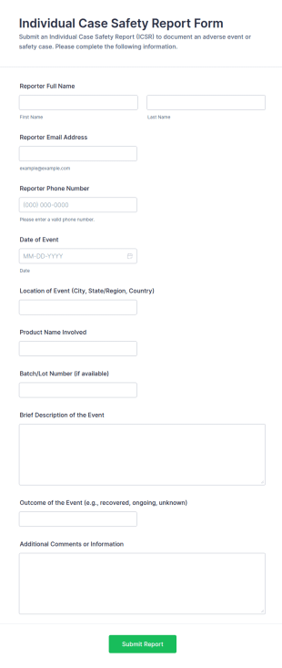 Individual Case Safety Report Form Template