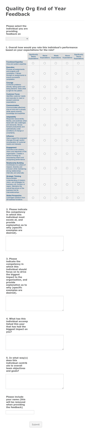Individual Evaluation Form Template