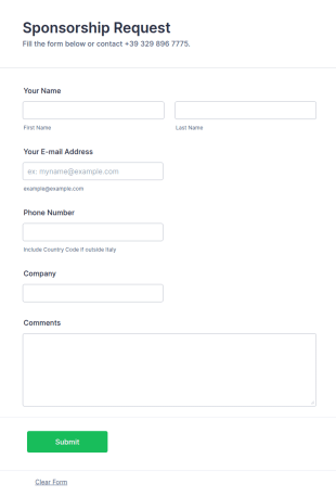 Individual Sponsorship Request Form Template
