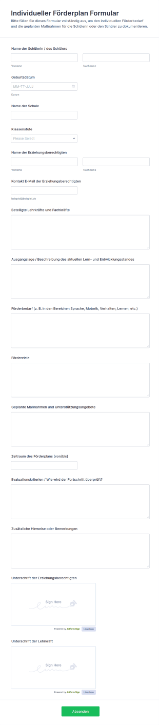 Individueller Förderplan Formular