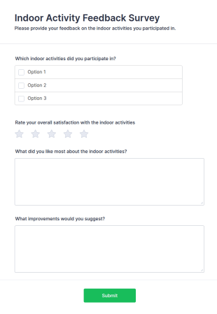 Indoor Activity Feedback Survey Form Template