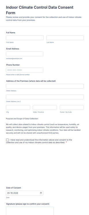 Indoor Climate Control Data Consent Form Template