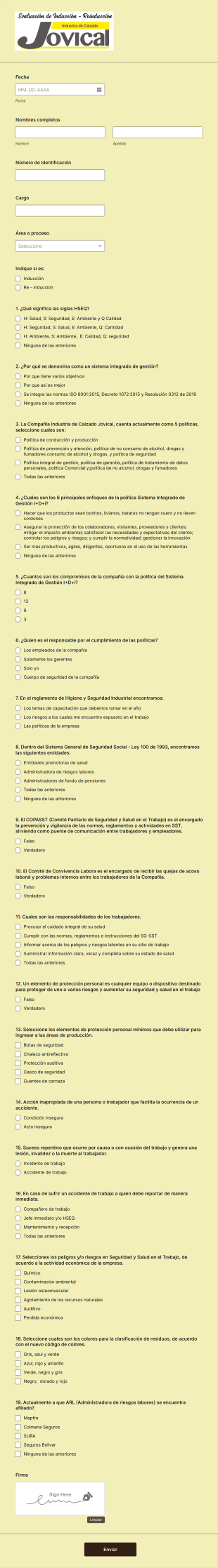 Inducción / Reinducción Evaluación