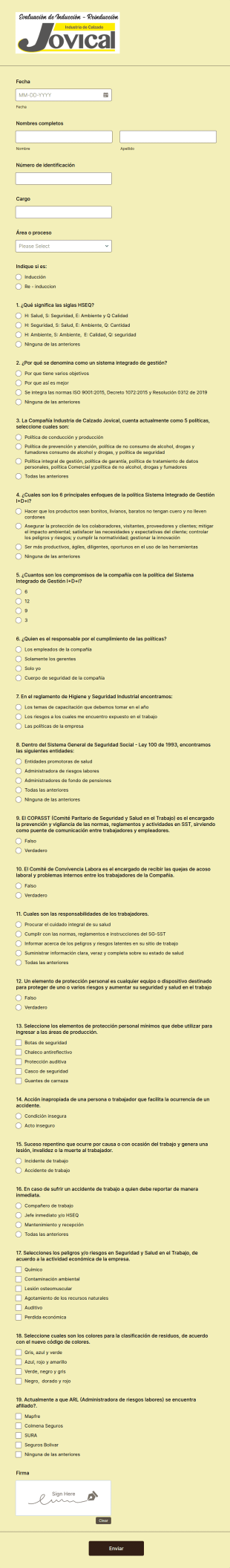 Inducción / Reinducción Evaluación