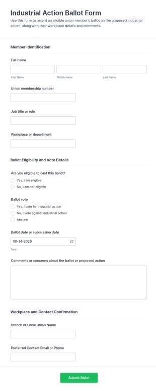 Industrial Action Ballot Form Template