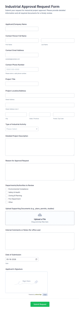 Industrial Approval Request Form Template