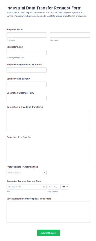Industrial Data Transfer Request Form Template