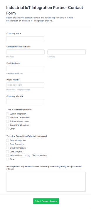 Industrial IoT Integration Partner Contact Form Template