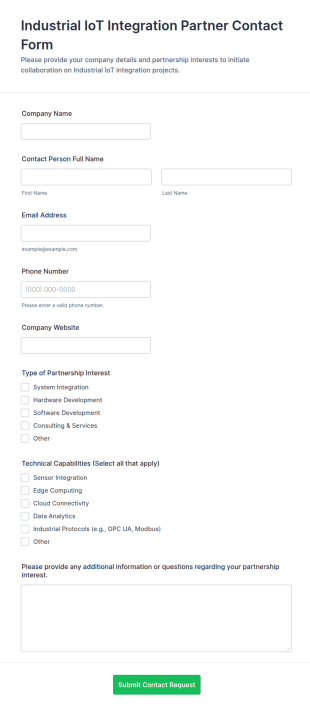 Industrial IoT Integration Partner Contact Form Template