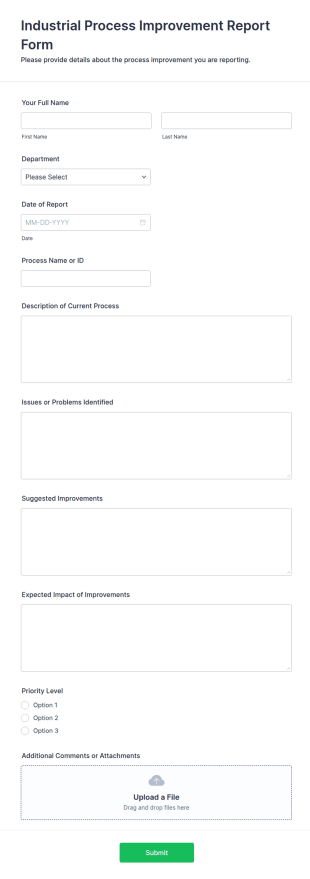 Industrial Process Improvement Report Form Template