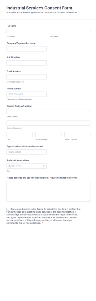 Industrial Services Consent Form Template