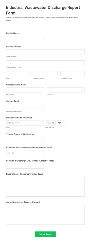 Industrial Wastewater Discharge Report Form Template
