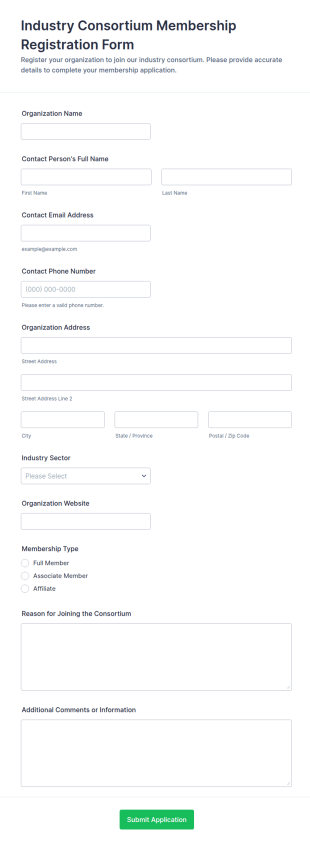 Industry Consortium Membership Registration Form Template