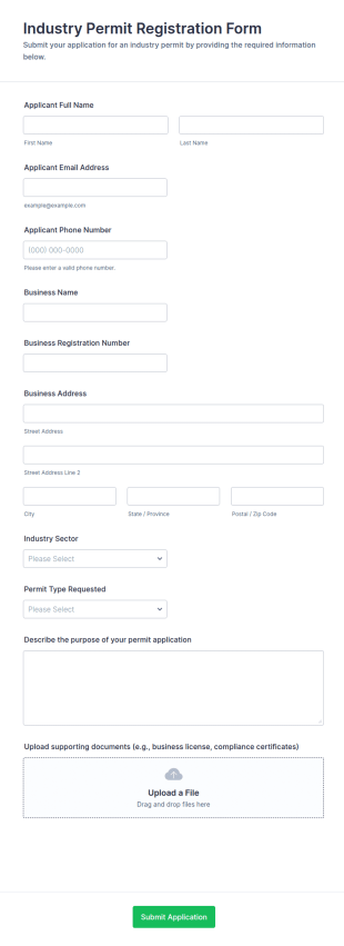 Industry Permit Registration Form Template